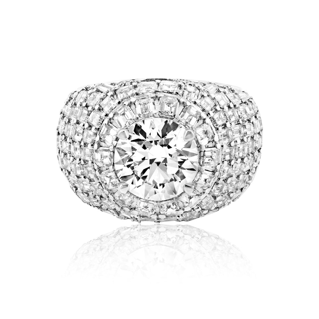 Leighanna 16 Carat G VS1 Round Brilliant Lab-Grown Diamond Chandelier  Engagement Ring in 14k White Gold