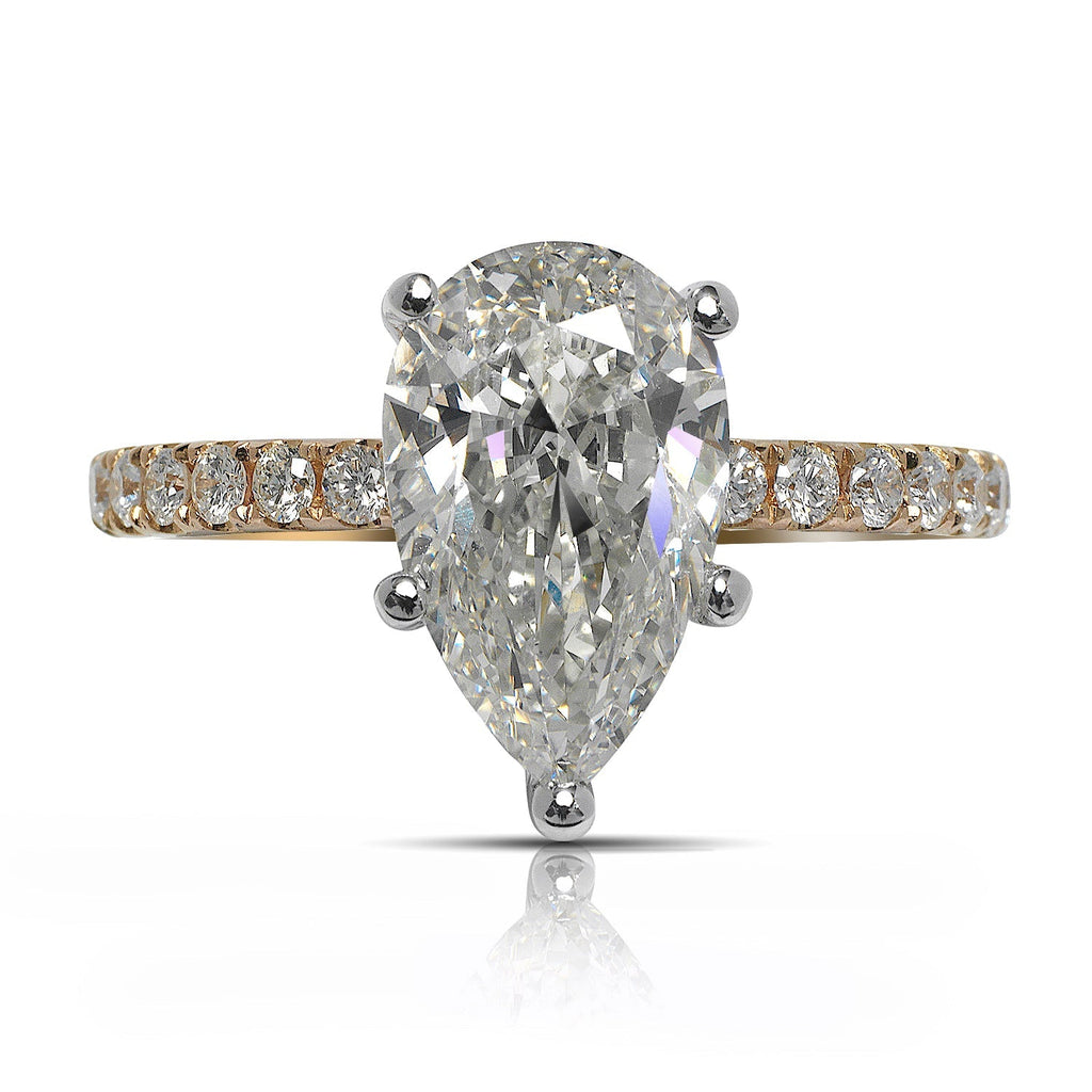 2.00 ct Pear Shaped J/VS1 Diamond Solitaire Engagement Ring 14K Yellow Gold