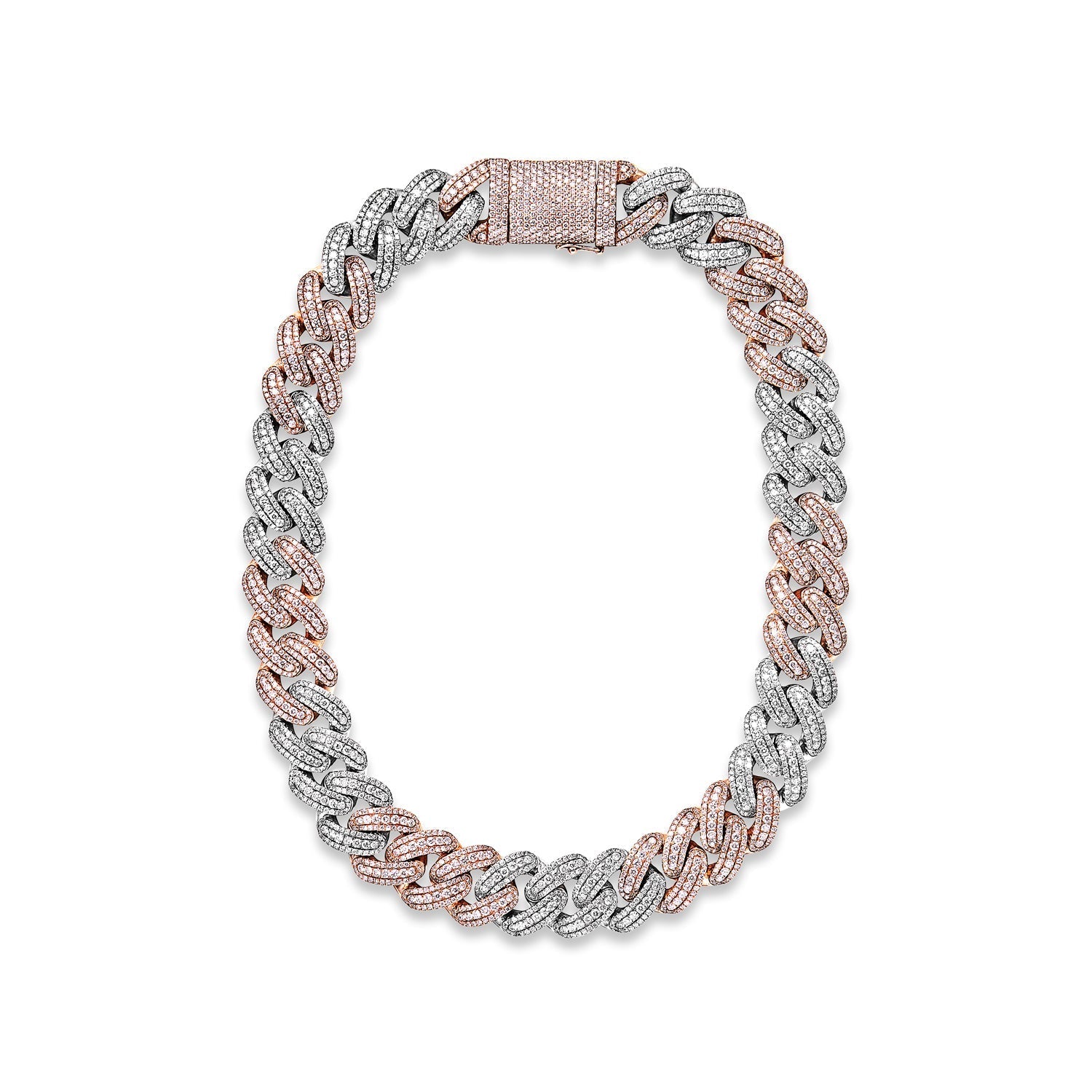 White gold/rose gold diamond outlet cuban link