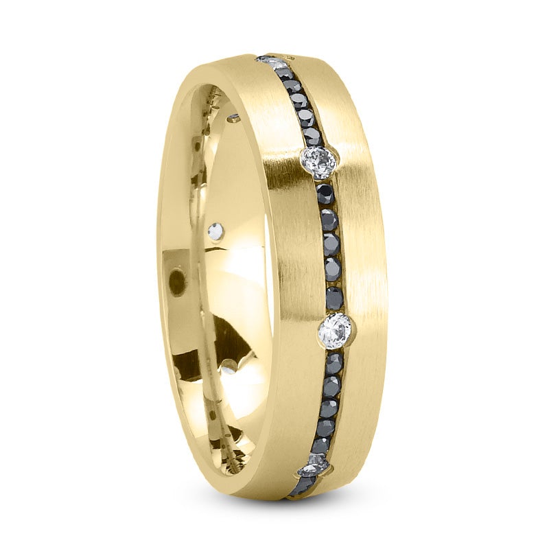 Men order black and 18 k yellow gold ring