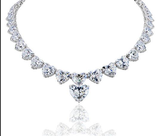 The Lennox 102.70 Carats Heart Shape Lab-Grown Diamond Necklace in 18k White Gold: A Statement Piece Like No Other