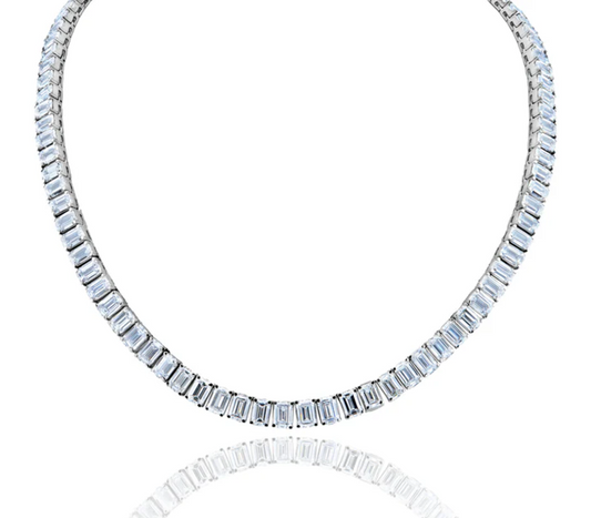 Unveiling Luxury: The 49.75 Carat Lab Grown Diamond Tennis Necklace in 14K White Gold