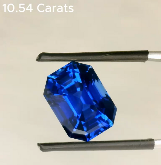 10.54 Carat Cushion Cut Vivid Blue Sapphire