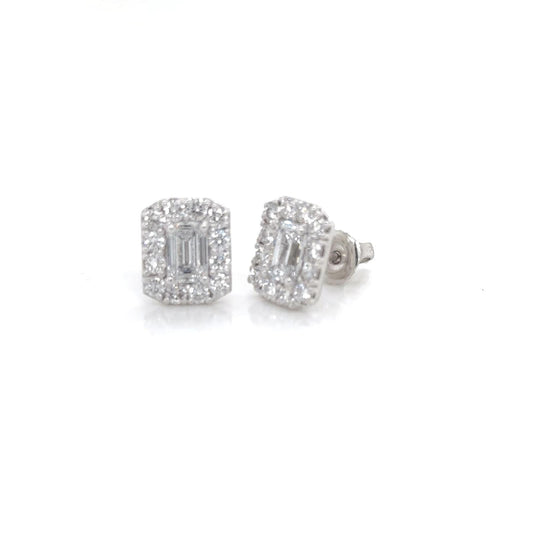 2.25 Carats Emerald Cut Lab-Grown Diamond Stud Earrings Front View