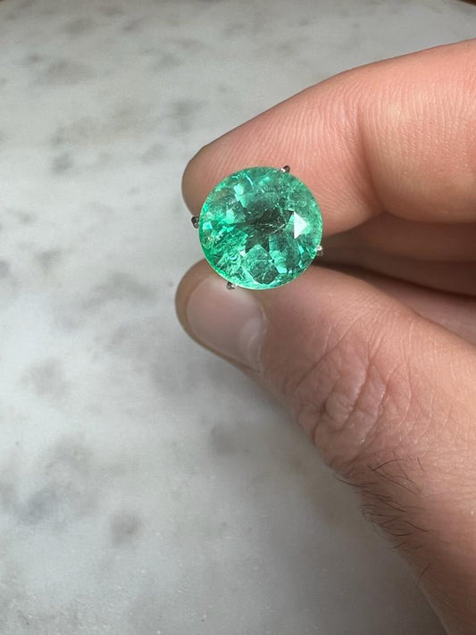 3.90 CARAT ROUND CUT NATURAL GREEN EMERALD LOOSE GEMSTONE