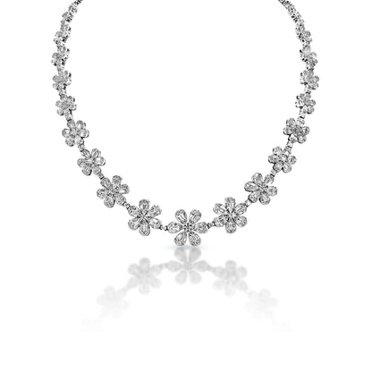 Jaylani 13 Carat Round Brilliant Diamond Necklace in 14k White Gold Front View