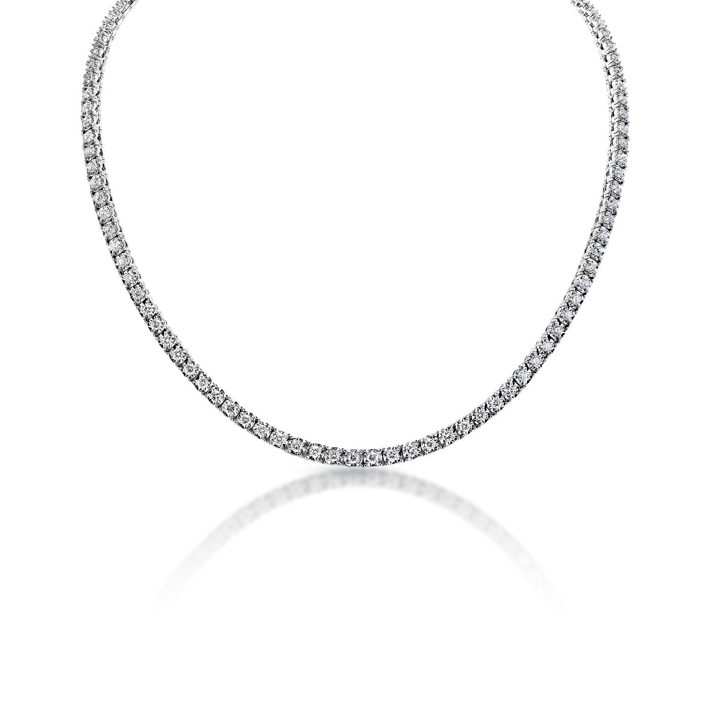 Chana 6 Carat Round Brilliant Diamond Tennis Necklace in 14k White Gold Front View