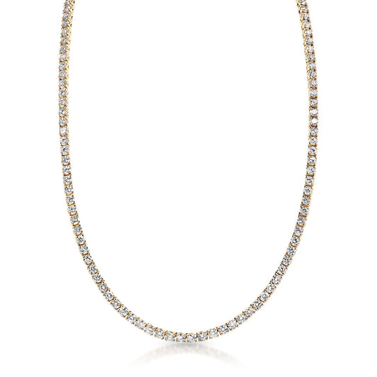 Alexis 19 Carat Round Brilliant Diamond Tennis Necklace in 14k Yellow Gold Front View