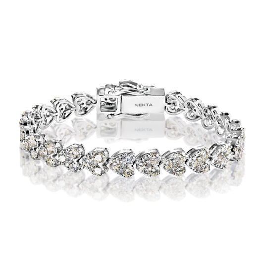 Avah 15 Carat Round Brilliant Cut Single Row Diamond Bracelet in 14k White Gold Full View