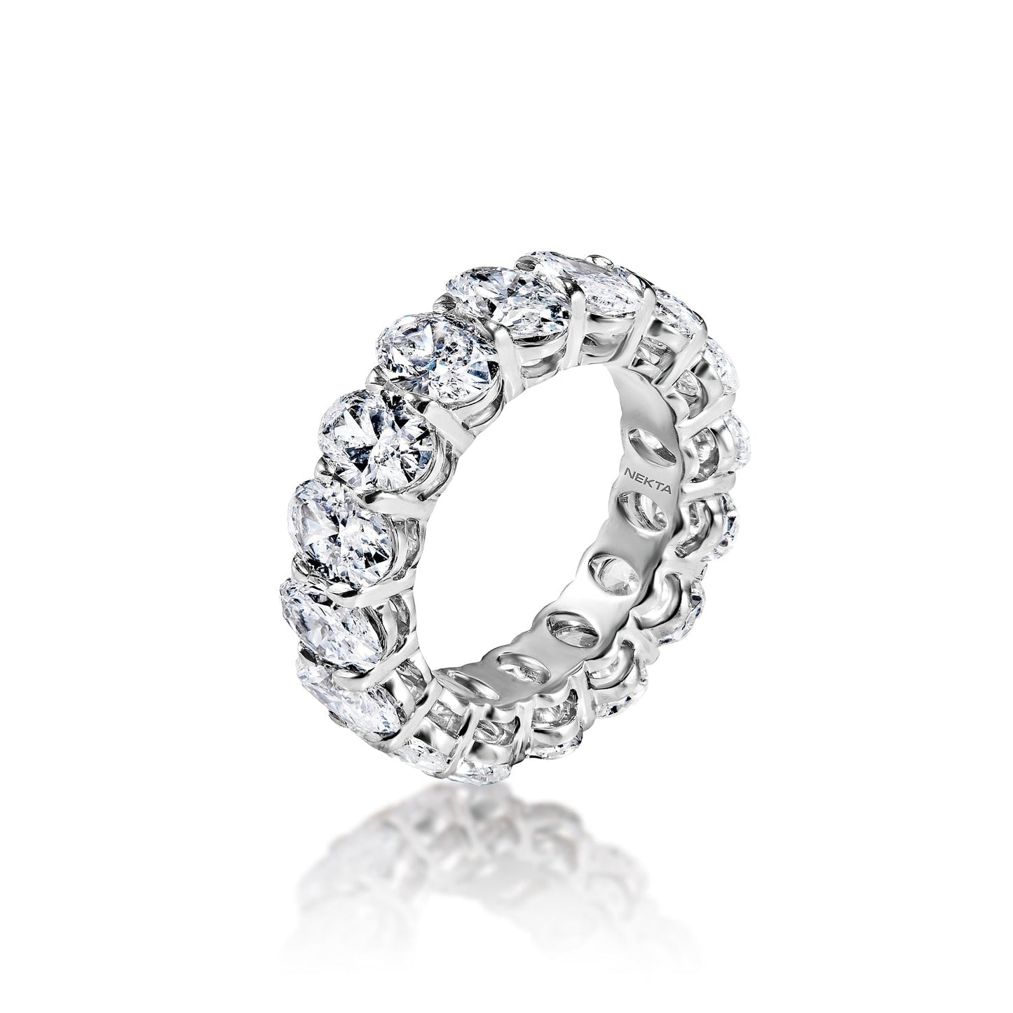 Loris 8 Carat Oval Cut Lab-Grown Diamond Eternity Band in 14k White Gold Side View