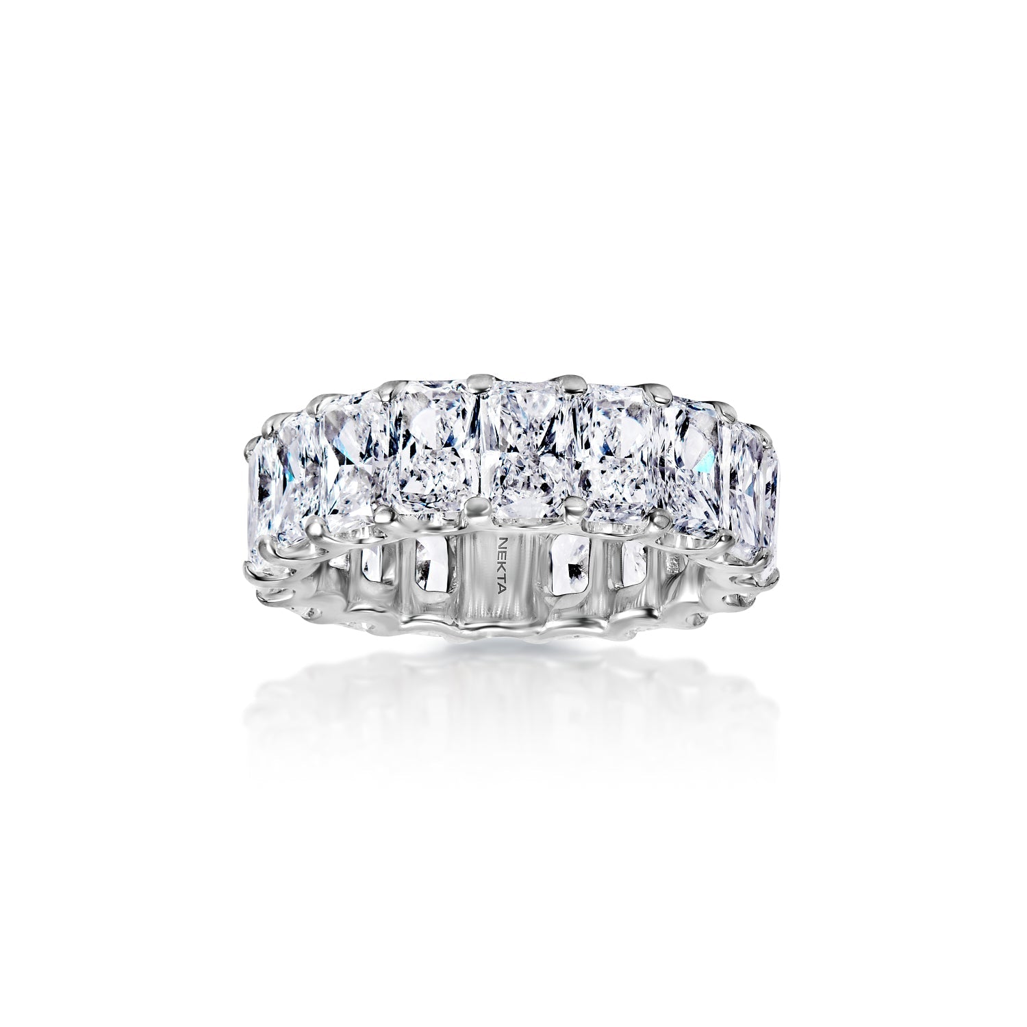 Luvinia 8 Carat Radiant Cut Lab-Grown Diamond Eternity Band in 14k White Gold Front Vie