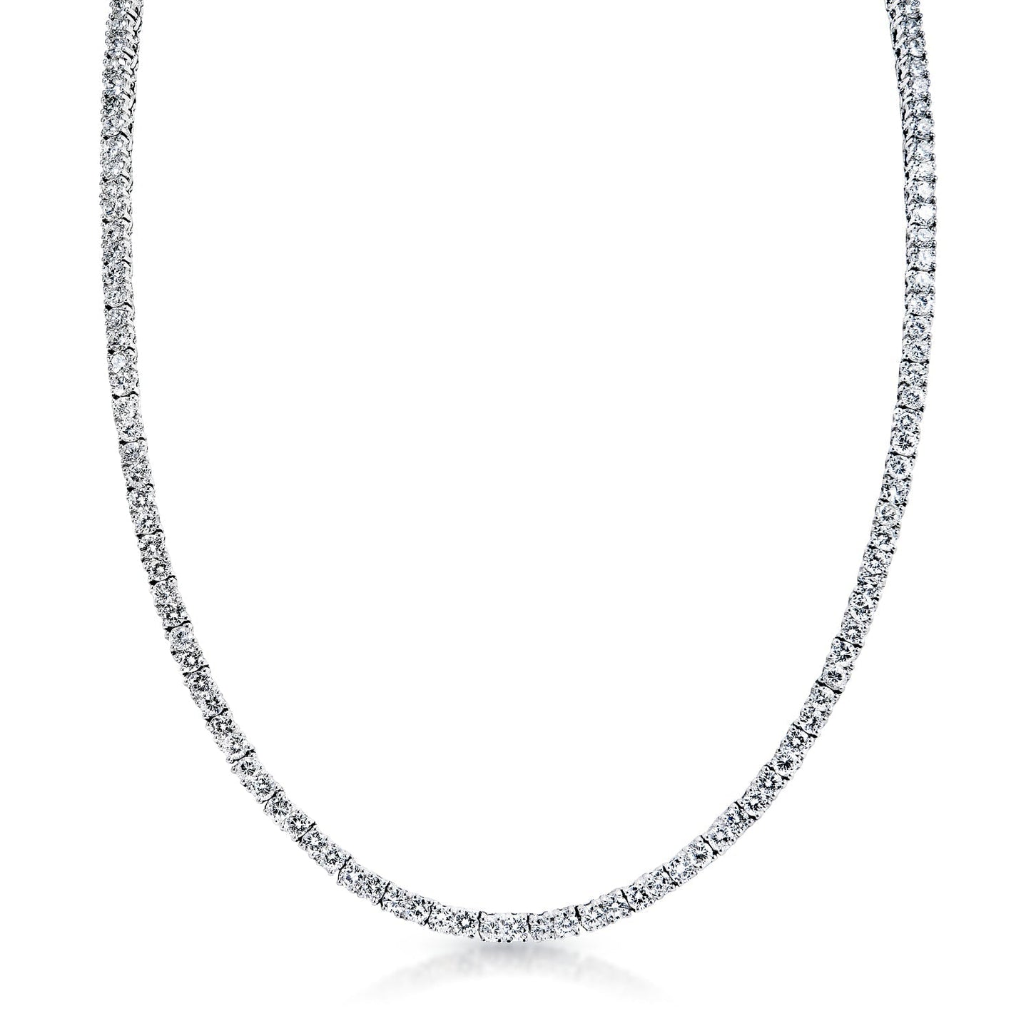 Alianna 24 Carat Round Brilliant Diamond Tennis Necklace in 14k White Gold  Front View