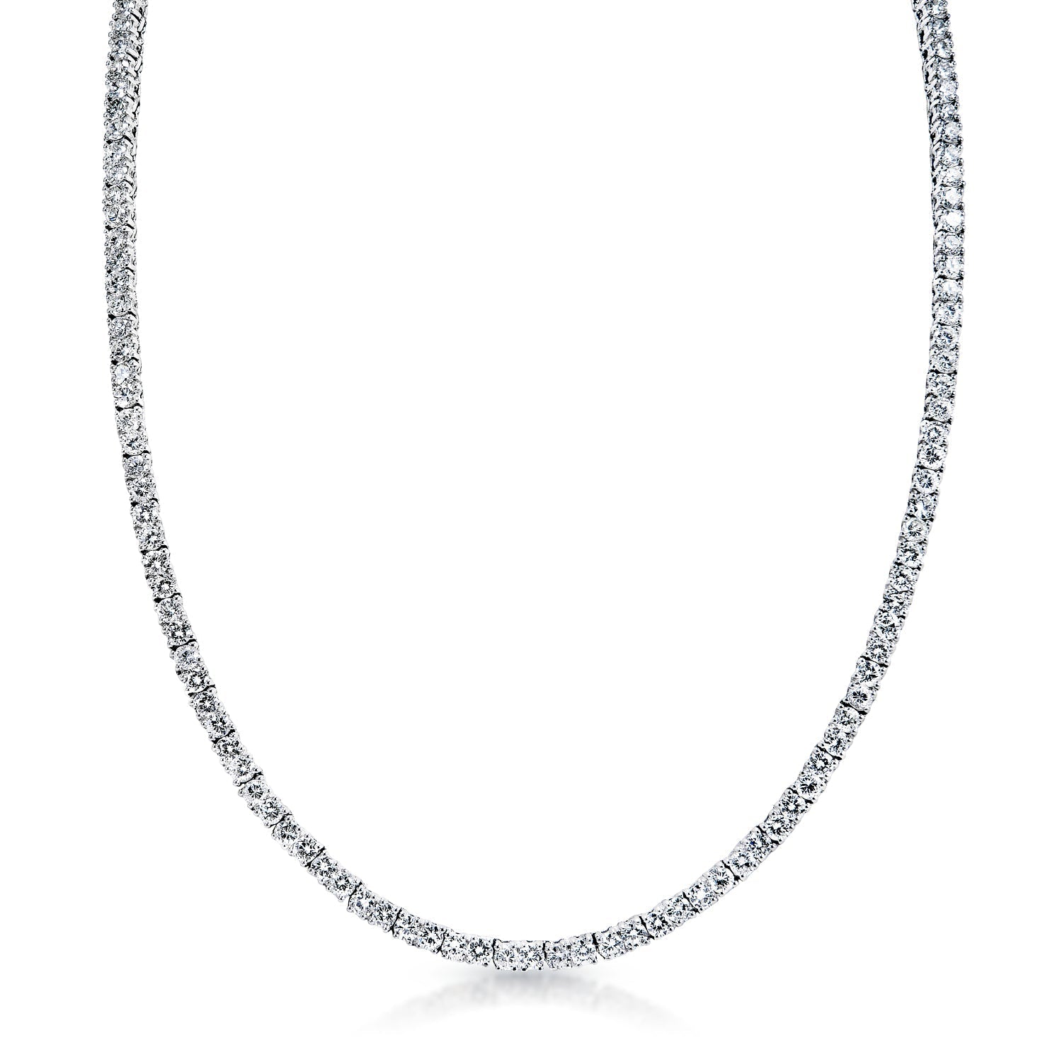 Alianna 24 Carat Round Brilliant Diamond Tennis Necklace in 14k White Gold  Front View