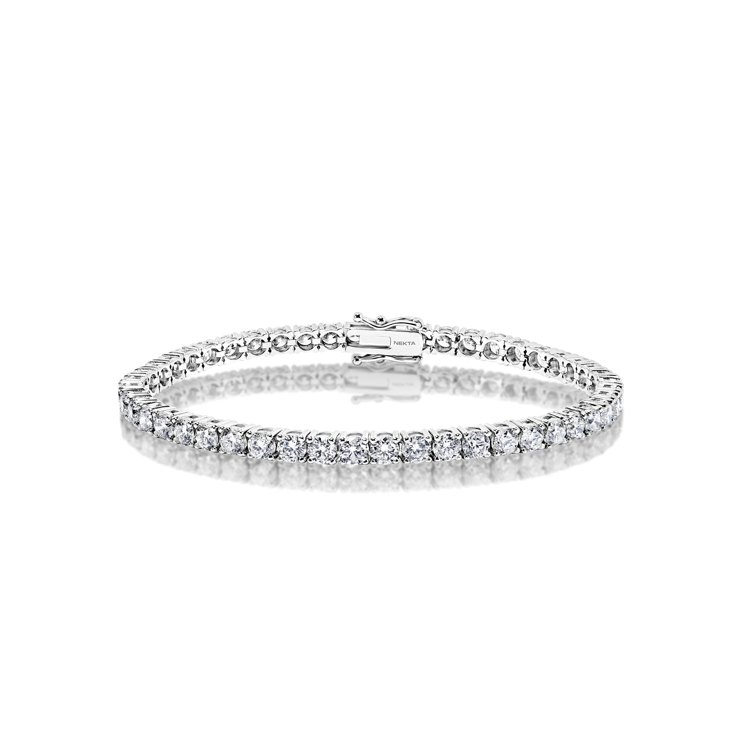 Zuri 9 Carats Round Brilliant Diamond Tennis Bracelet in 14k White Gold Full View