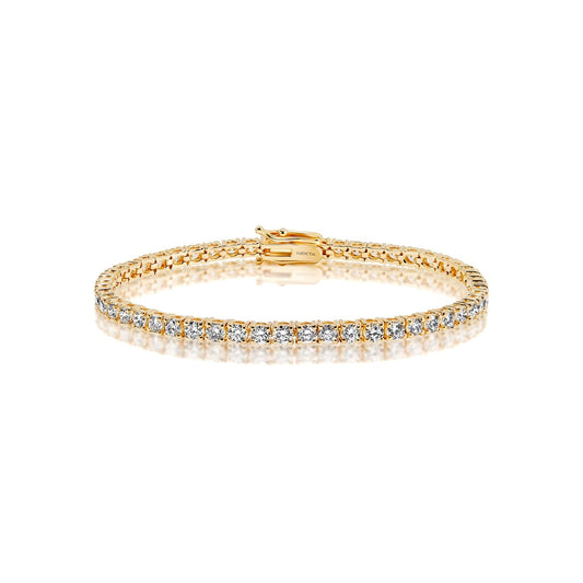 Esme 11 Pointer Each Stone Round Brilliant Diamond Tennis Bracelet in 14k Yellow Gold Full View