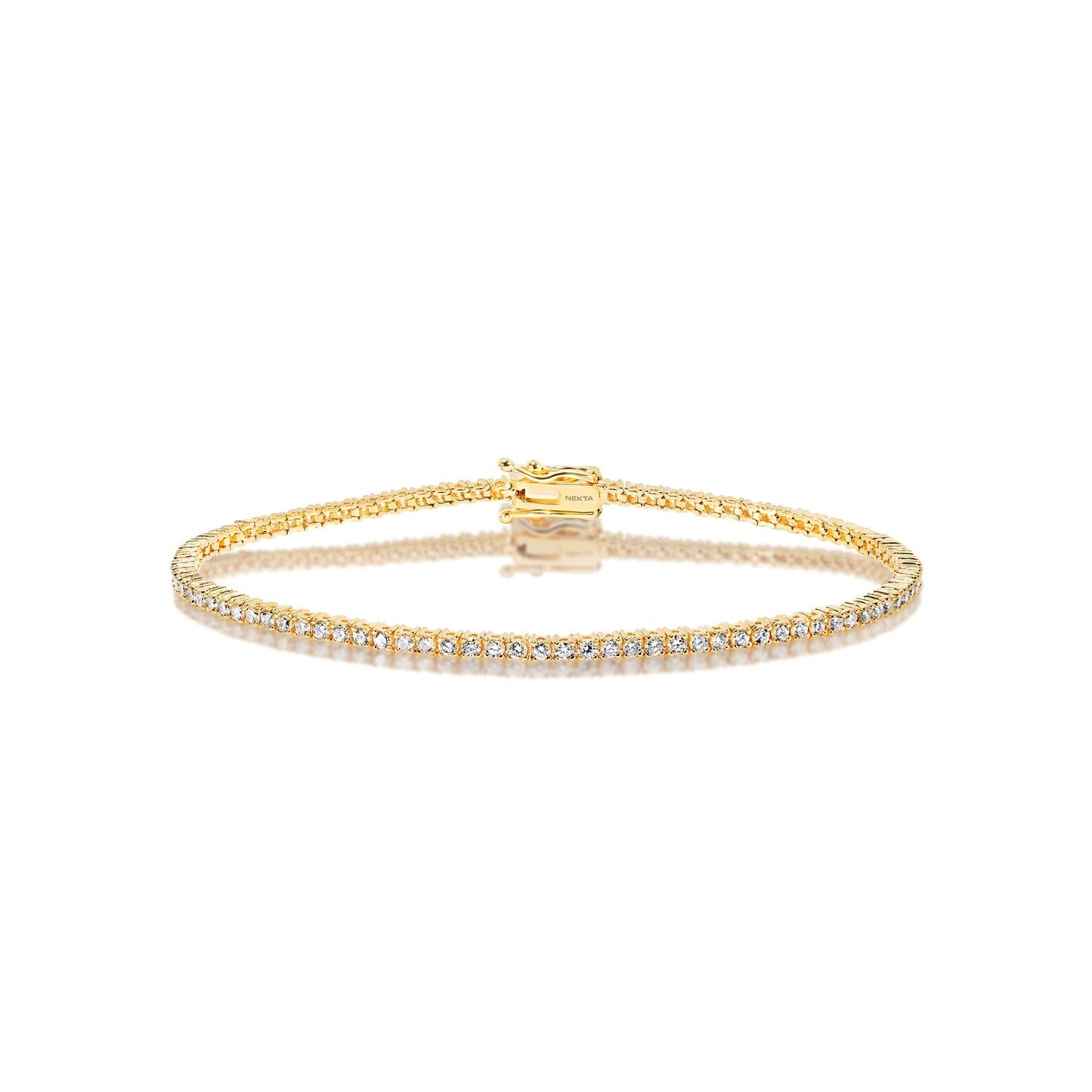 Nayeli 1 Carat 2 Pointers Each Stone Round Brilliant Diamond Tennis Bracelet in 14k Yellow Gold