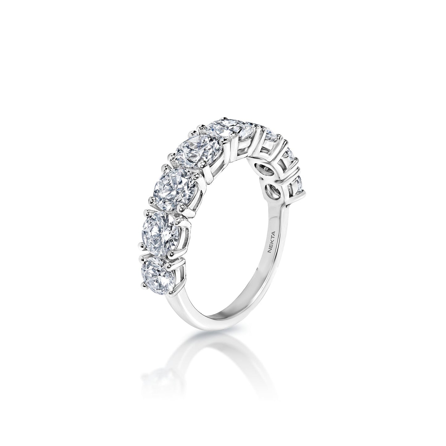 Leticia 3 Carat Round Brilliant Diamond Half Eternity Band in 14k White Gold Side View