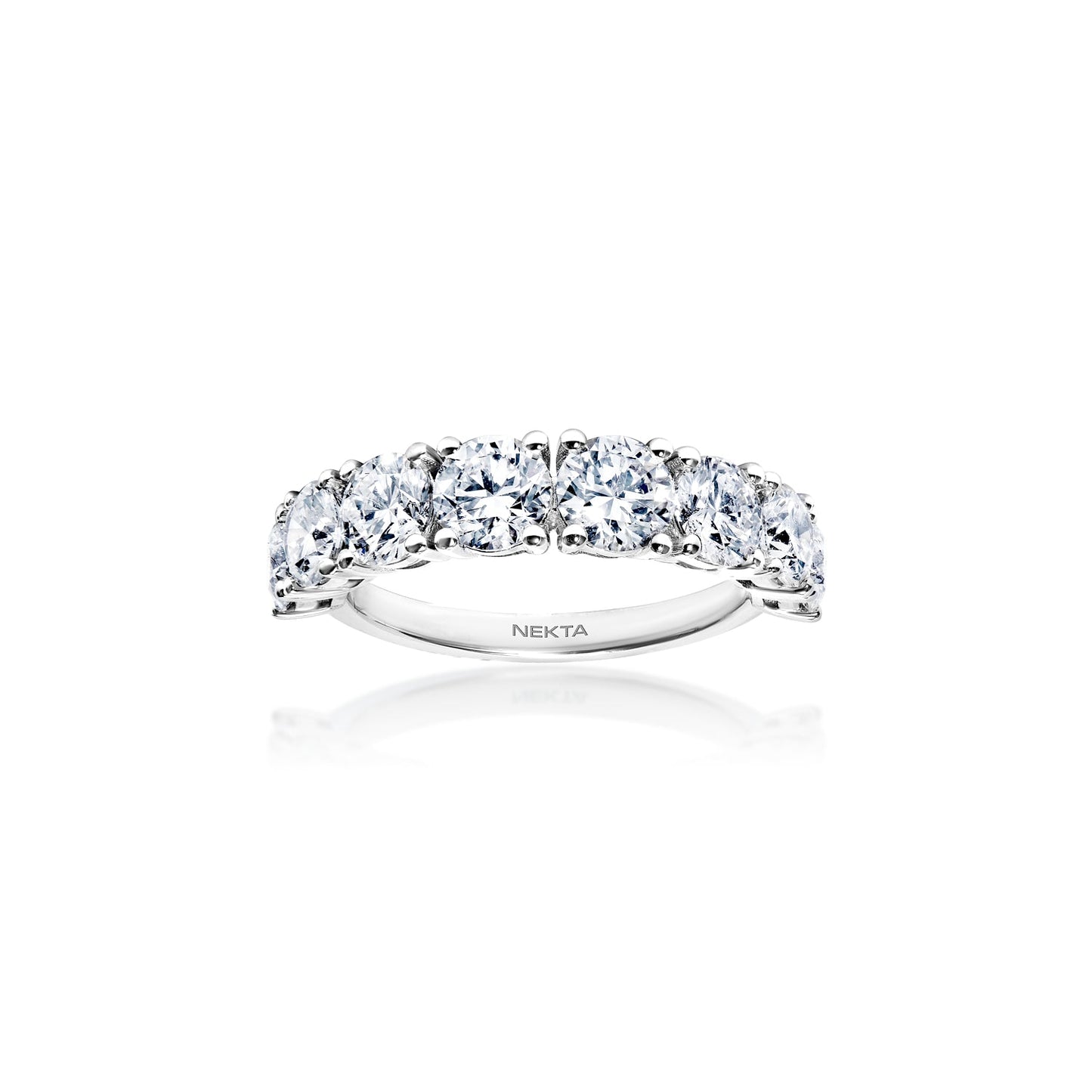 Leticia 3 Carat Round Brilliant Diamond Half Eternity Band in 14k White Gold Front View