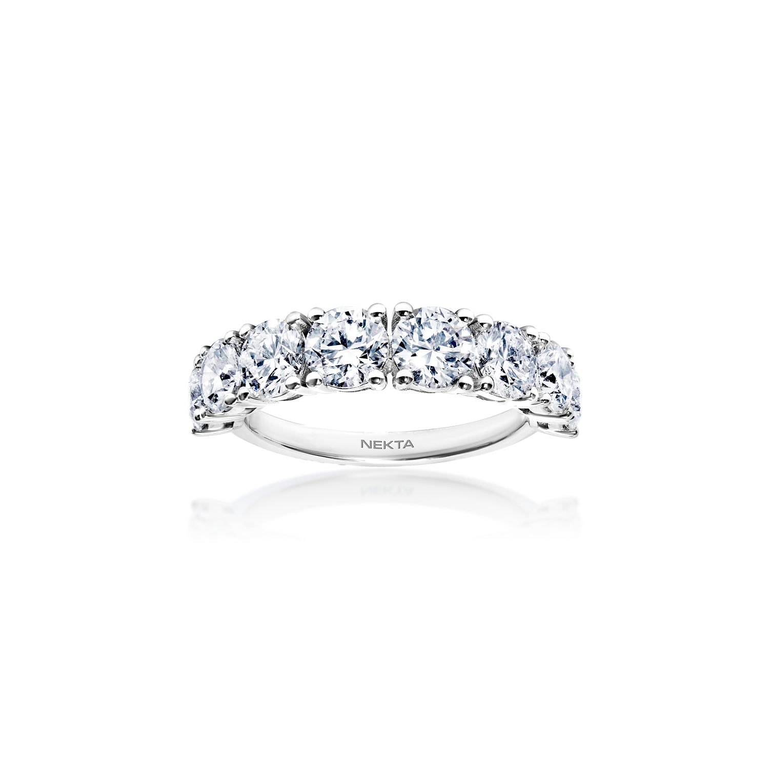 Leticia 3 Carat Round Brilliant Diamond Half Eternity Band in 14k White Gold Front View