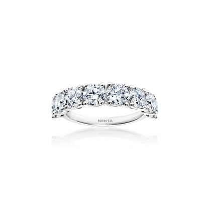 Leticia 3 Carat Round Brilliant Diamond Half Eternity Band in 14k White Gold Front View