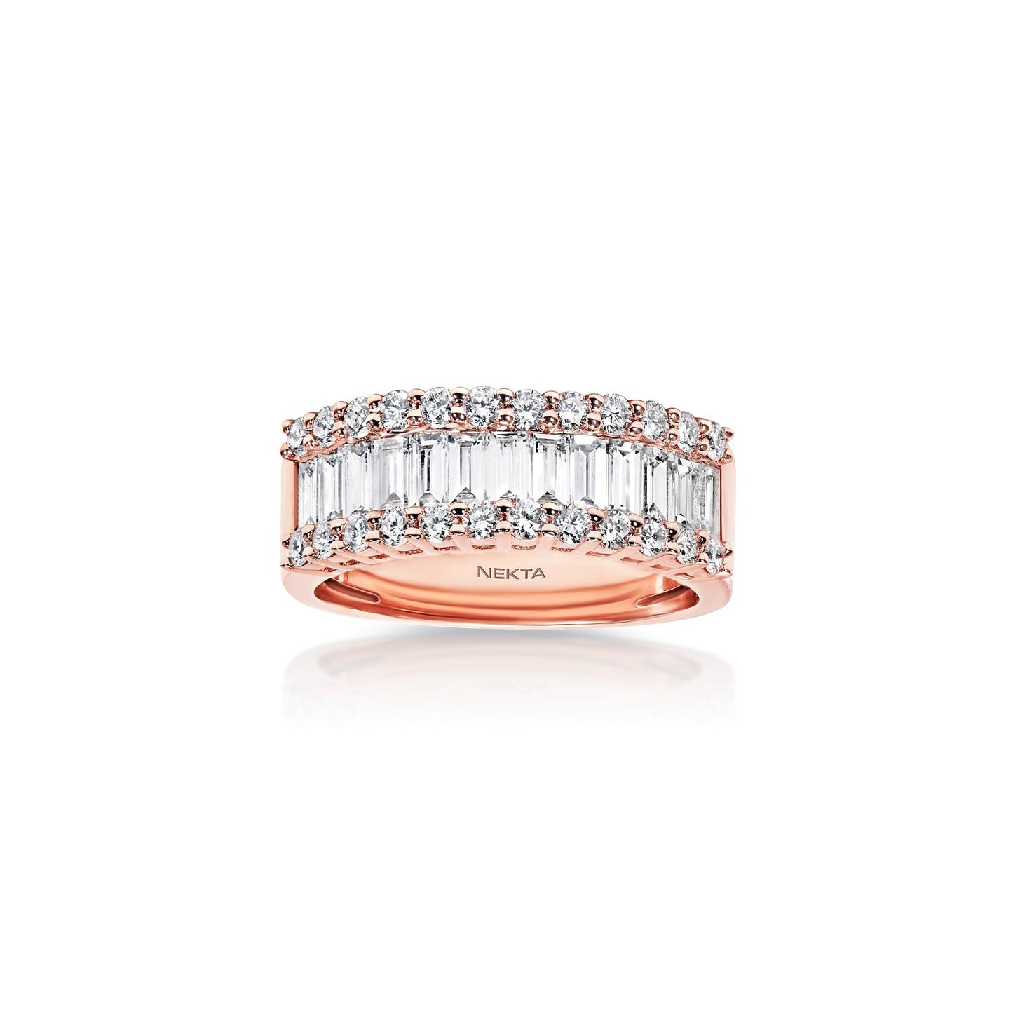 Letty 2 Carat Combine Mix Shape Diamond Half Eternity Band In 14k Rose Gold Front View