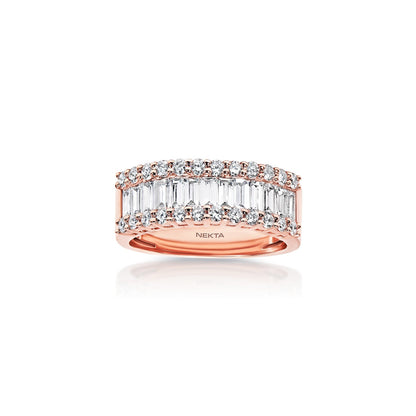 Letty 2 Carat Combine Mix Shape Diamond Half Eternity Band In 14k Rose Gold Front View