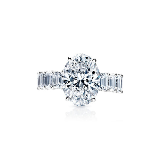 Luana 7 Carat H VS2 Oval Cut Lab-Grown Diamond Engagement Ring Front View