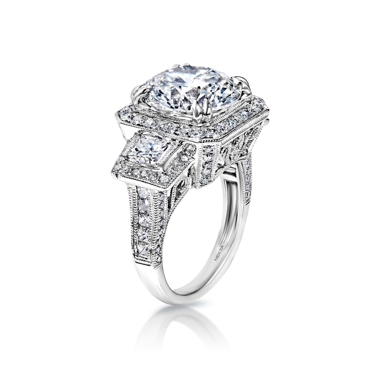 Leen 8 Carat H VS1 Round Brilliant Cut Lab-Grown Diamond Engagement Ring SIde View