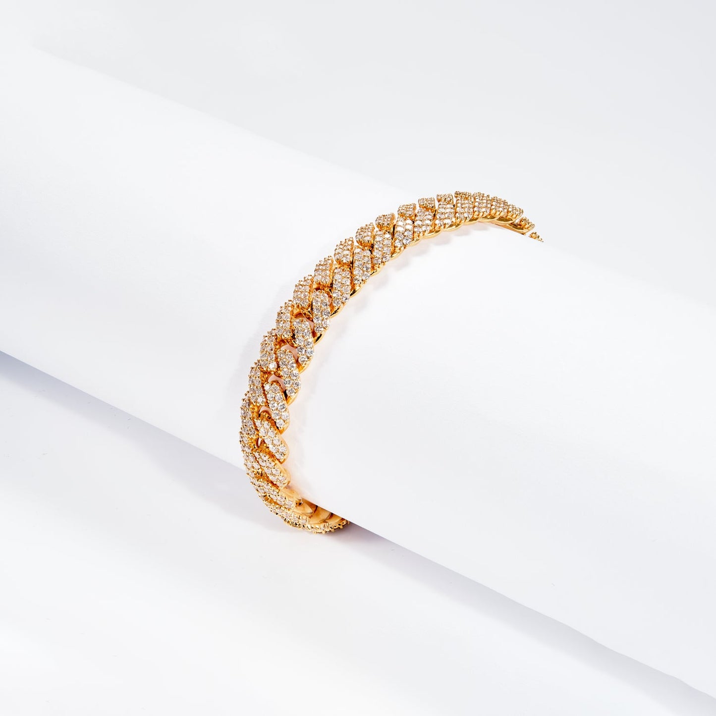 Malcolm 8 Carat Round Brilliant Cut Diamond Cuban Link Chain Bracelet 1