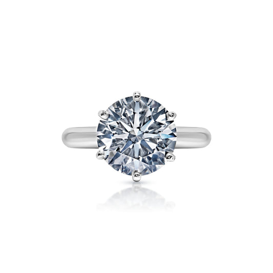 Lefa 4 Carat G VS2 Round Brilliant Lab Grown Diamond Solitaire Engagement Ring Front View