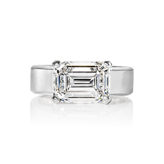 Leokadia 7 Carat F VS1 Emerald Cut Diamond Solitaire Engagement Ring Front View