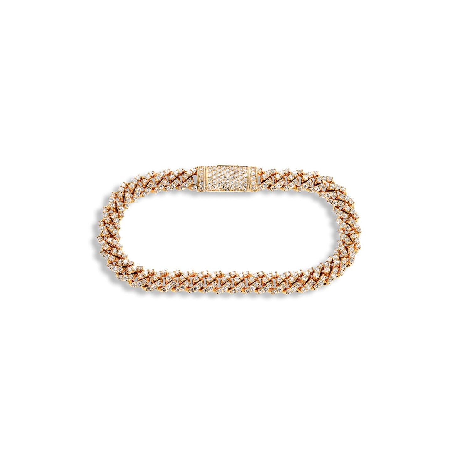 Mateo 5 Carat Round Brilliant Diamond Cuban Link Chain Bracelet in 14k Yellow Gold full view