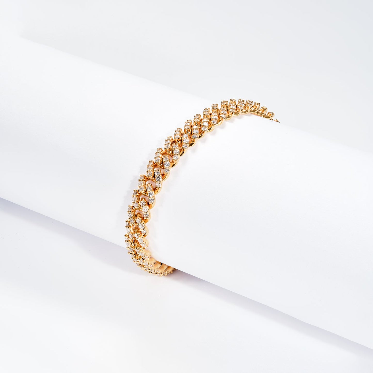 Mateo 5 Carat Round Brilliant Diamond Cuban Link Chain Bracelet in 14k Yellow Gold