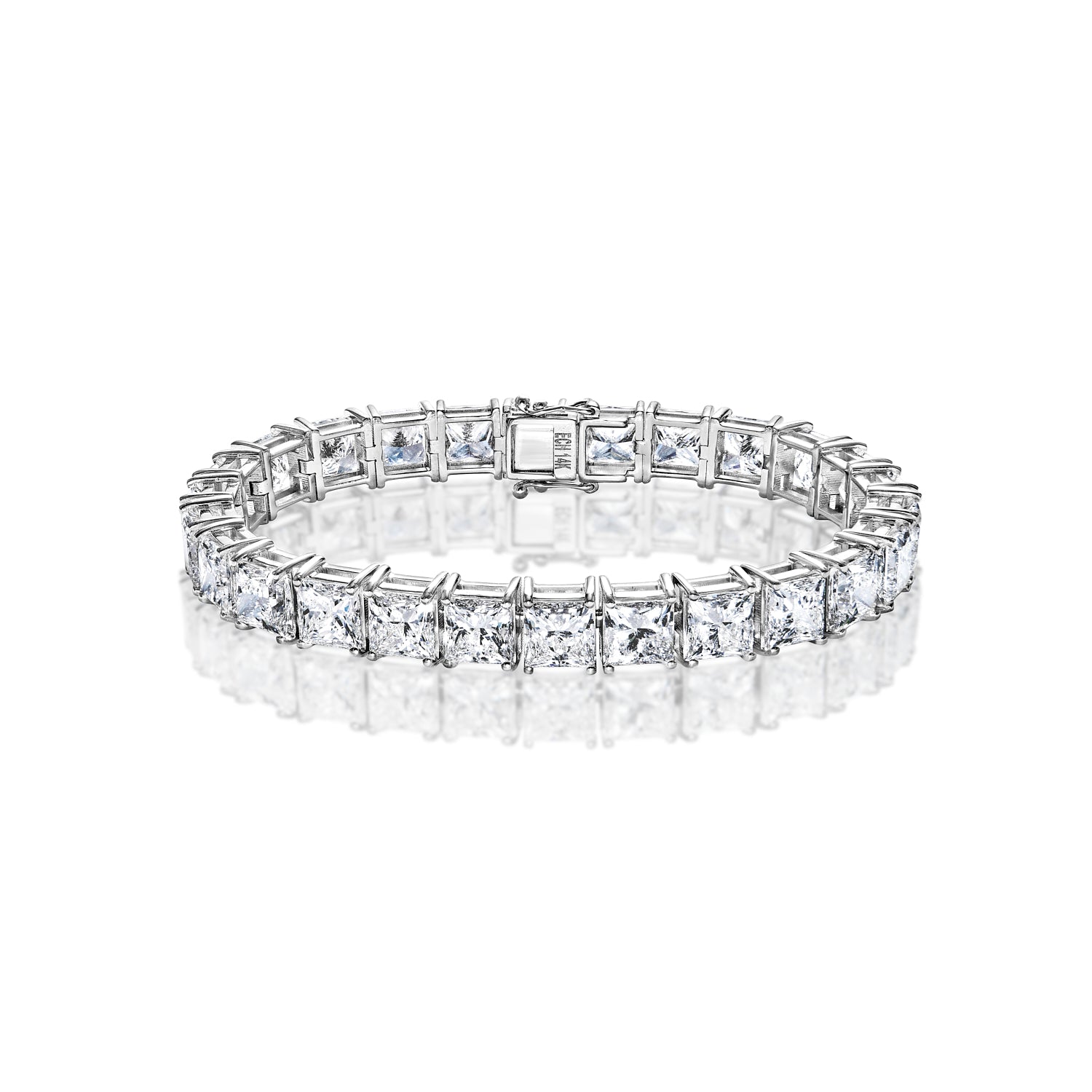 Kori 41 Carat F VS1 Princess Cut Lab Grown Diamond Tennis Bracelet in 14k White Gold Full View