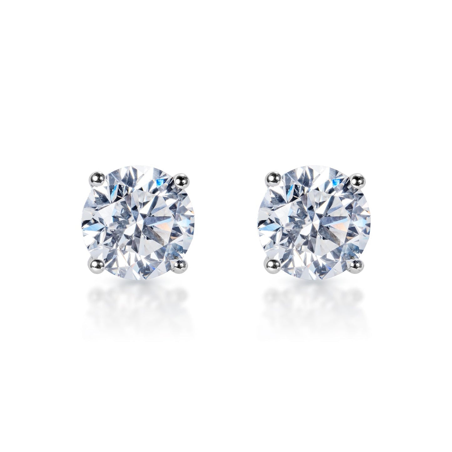 Loren 4 Carat F VS1 Round Brilliant Lab-Grown Diamond Stud Earrings Front View