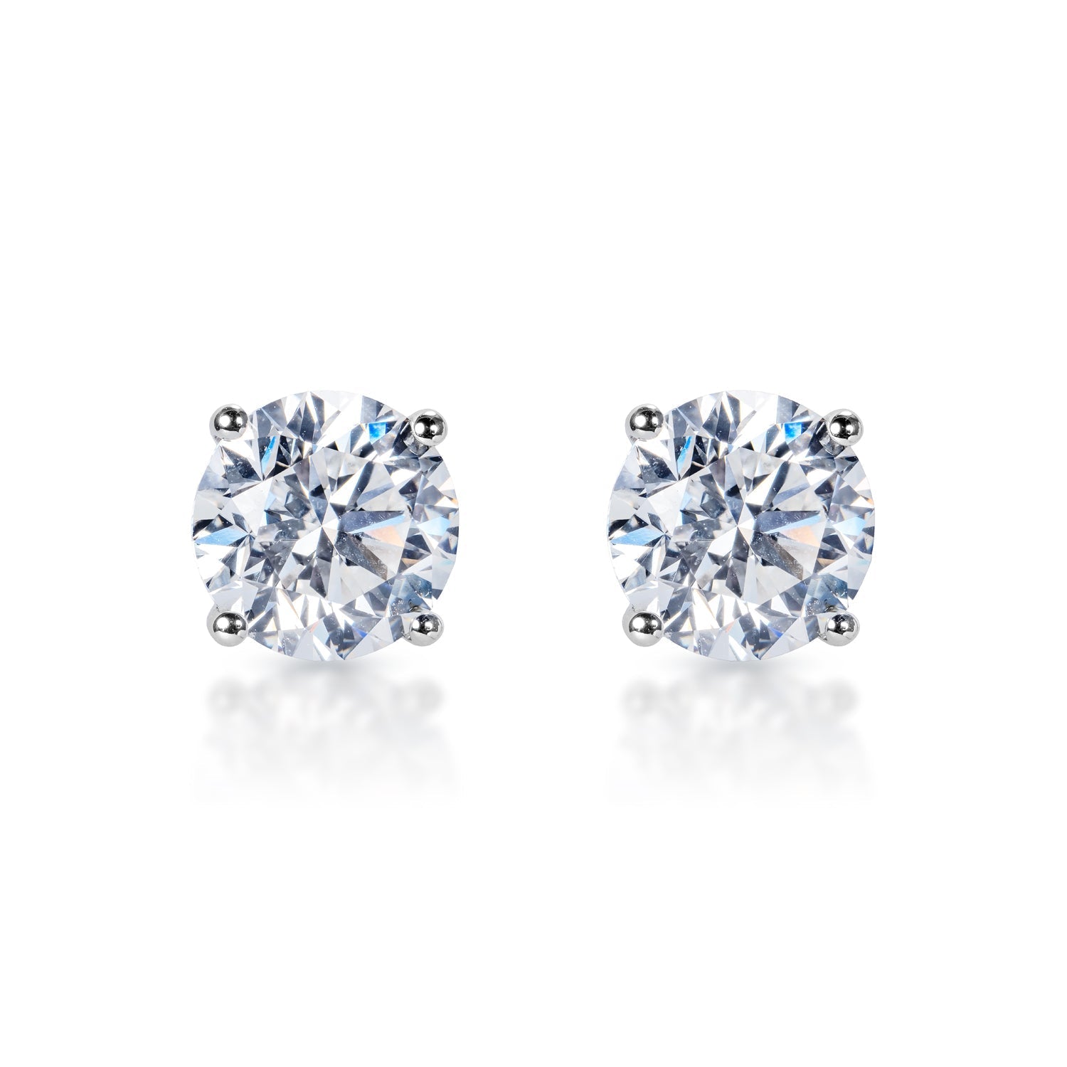 Loren 4 Carat F VS1 Round Brilliant Lab-Grown Diamond Stud Earrings Front View