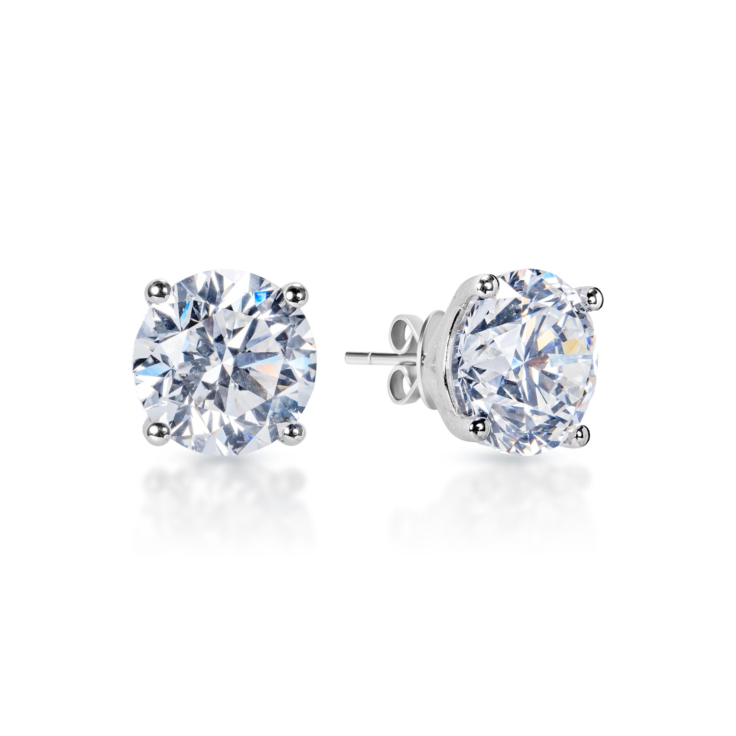 Loren 4 Carat F VS1 Round Brilliant Lab-Grown Diamond Stud Earrings Side View