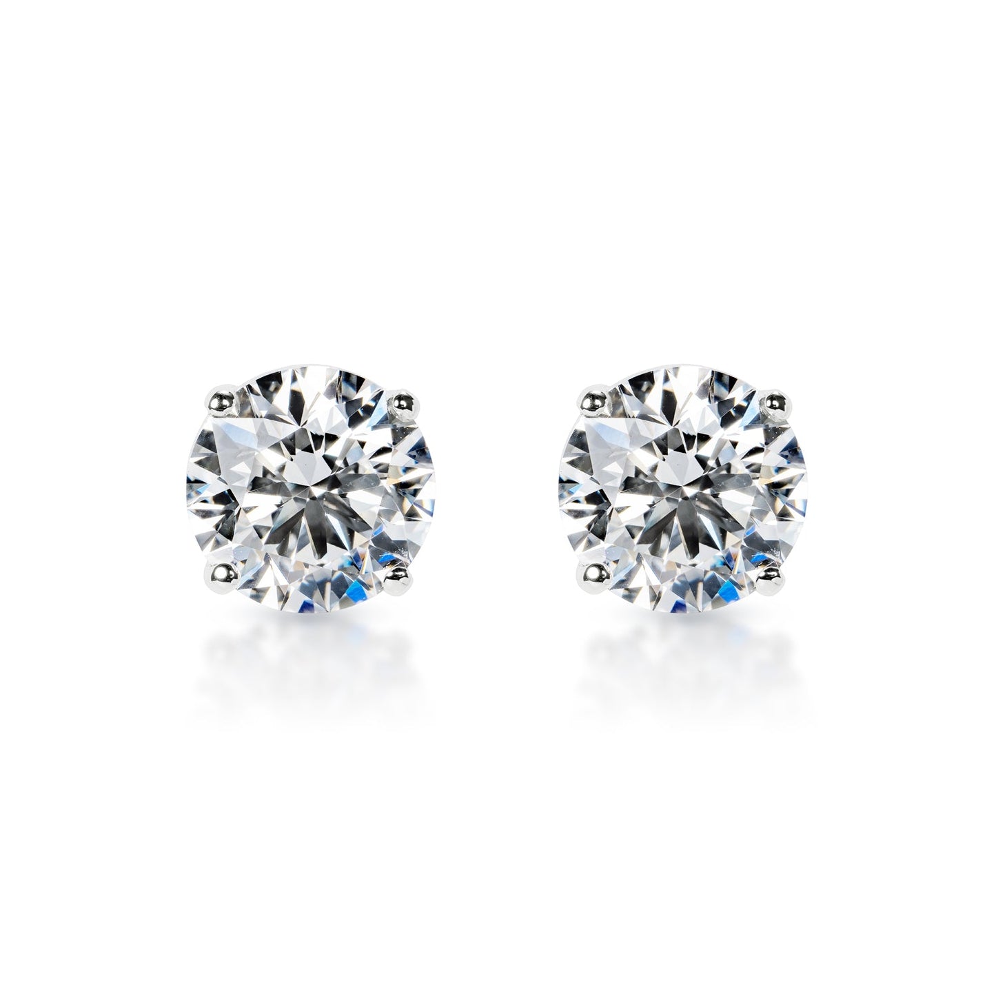 Louella 4 Carat F VS1 Round Brilliant Lab-Grown Diamond Stud Earrings Front Vie