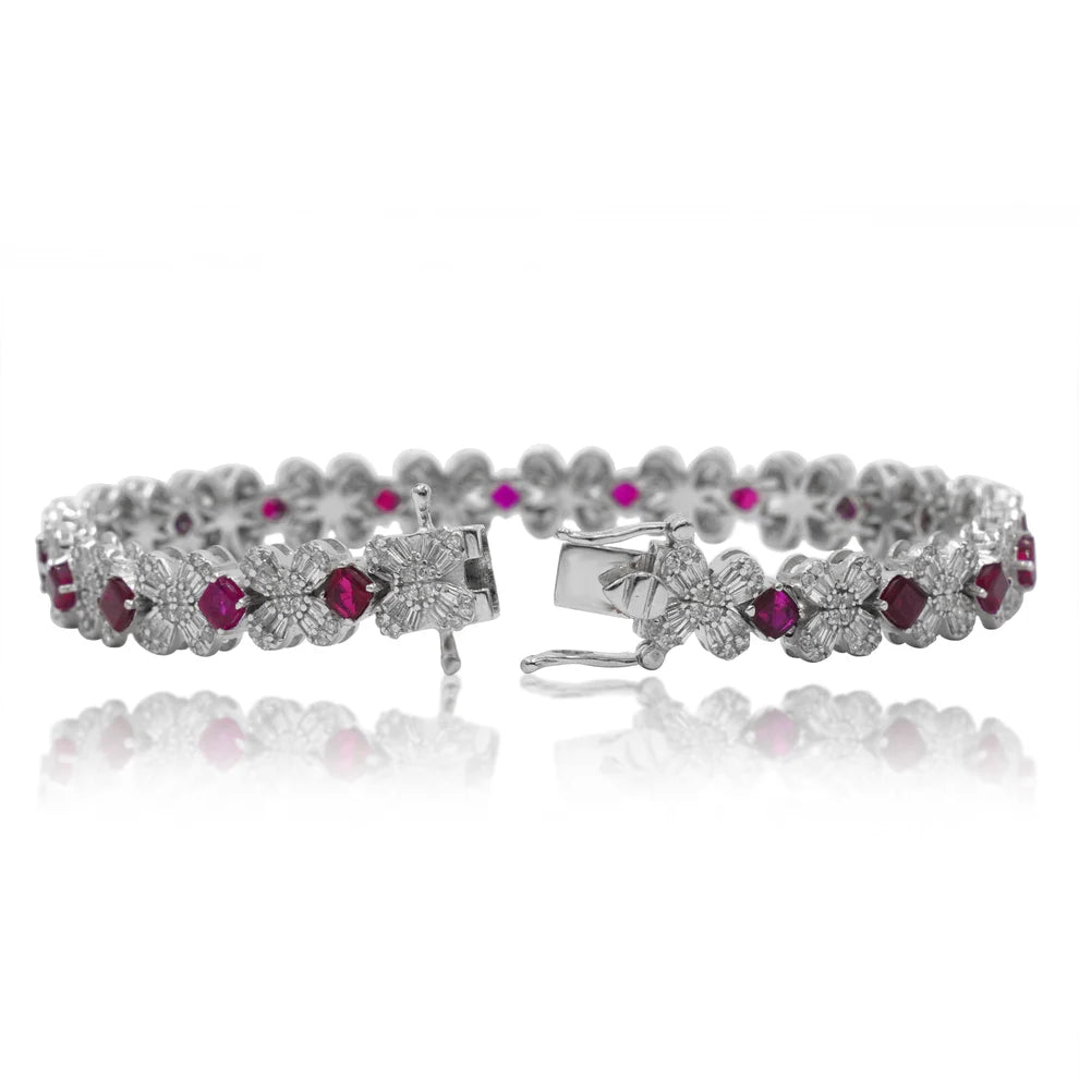 Jolene Asscher Cut Ruby & Diamond Bracelet Back