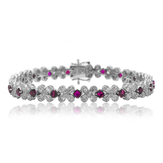 Jolene Asscher Cut Ruby & Diamond Bracelet Front