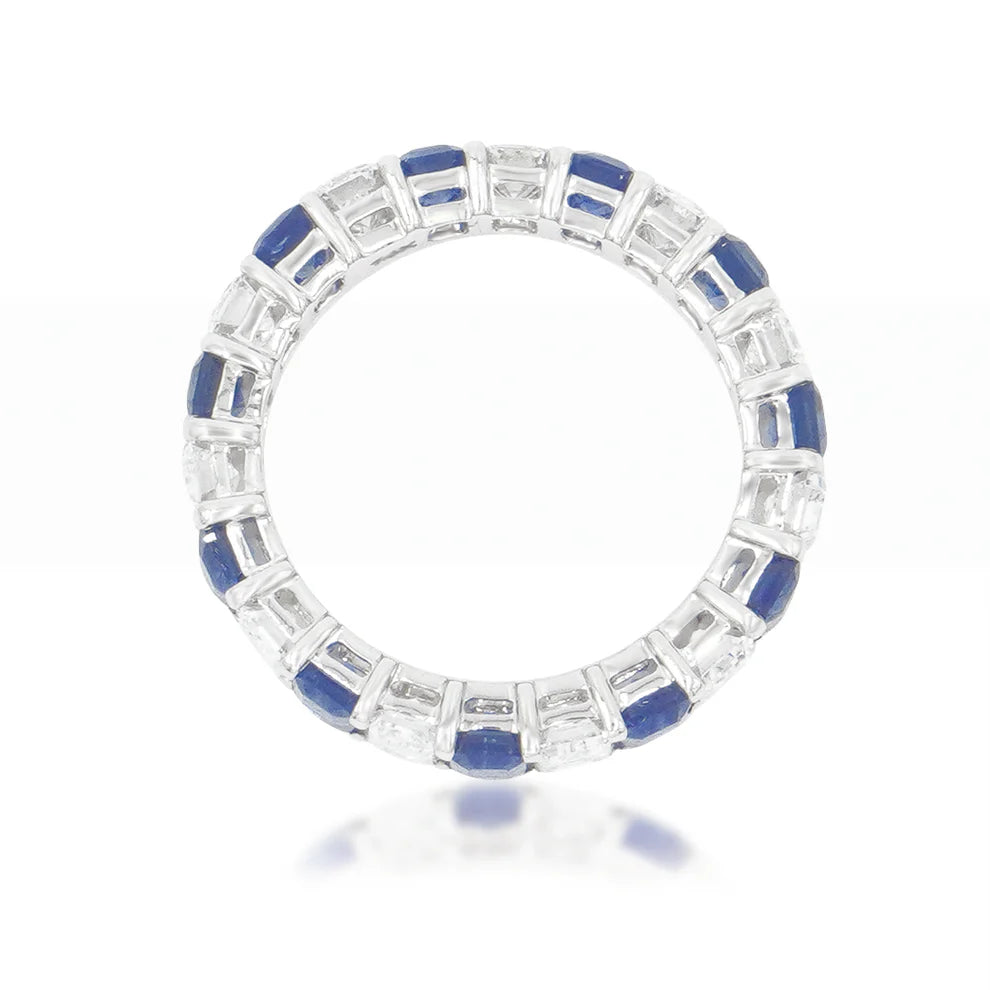 Lynda Emerald Cut Diamond & Sapphire Eternity Ring Side