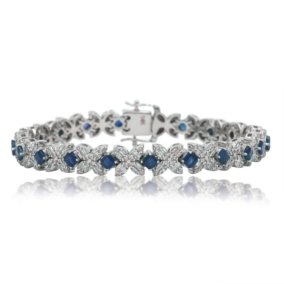 Kenzie Asscher Cut Sapphire & Diamond Bracelet Front