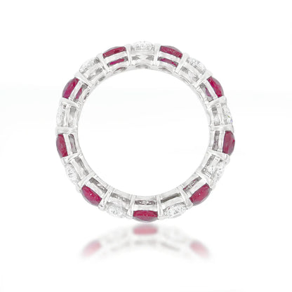 Lovelyn 4.44 Carat Oval Cut Diamond & Ruby Eternity Ring Side