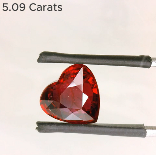 5.09 Carat Heart Shape Deep Red Ruby