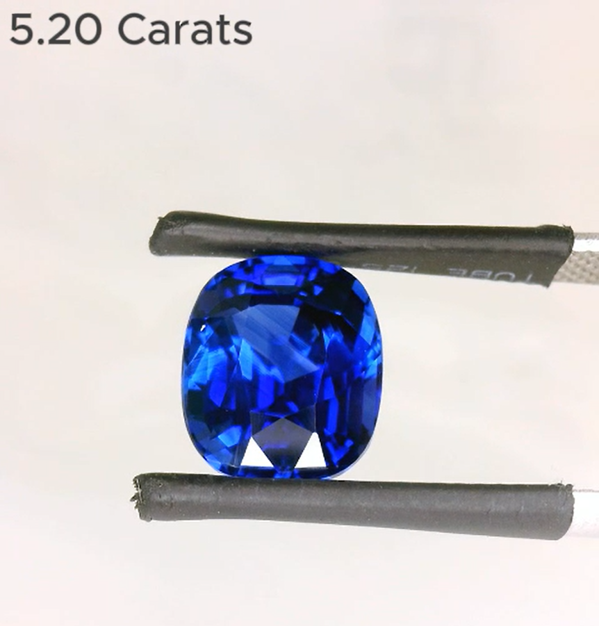 5.20 Carat Cushion Cut Vivid Blue Sapphire