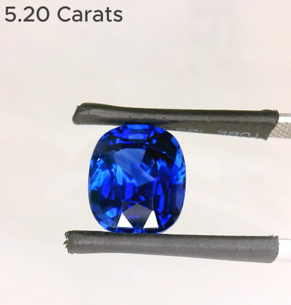 5.20 Carat Cushion Cut Vivid Blue Sapphire