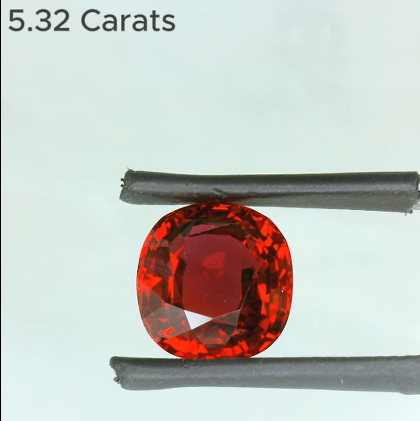 5.32 Carat Cushion Cut Heated Red Ruby