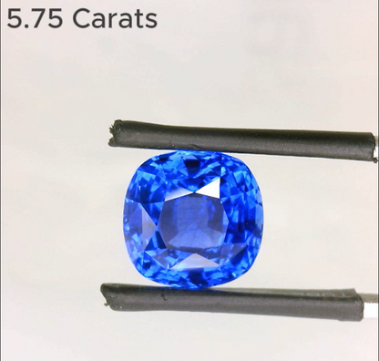 5.75 Carat Cushion Cut Vivid Blue Sapphire Loose Gemstone