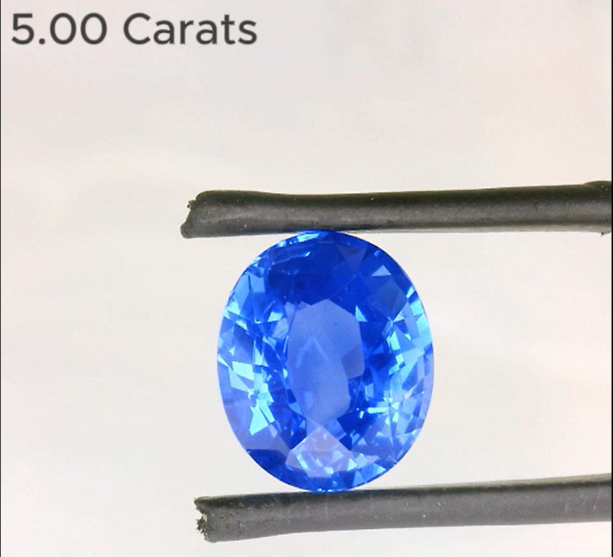 5 Carat Oval Cut Blue Sapphire