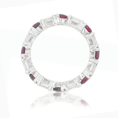 Lovinia 14K White Gold Emerald Cut Diamond & Pear Cut Ruby Eternity Ring